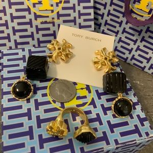 Tory Burch exaggerated earrings and ring size 7